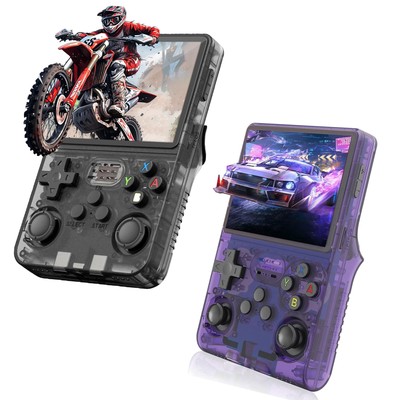 R36S Retro Handheld Video Game Console Linux 64GB 3.5 Inch IPS Screen Black Xmas