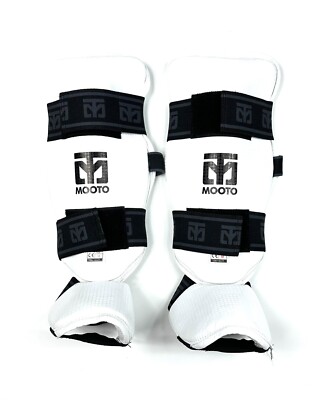 MOOTO Shin and Instep Protector Taekwondo Guard White/Black Color Size M
