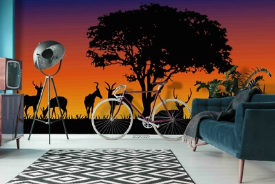 3D Tree Elk Silhouette Wallpaper Wall Mural Removable Self-adhesive 179