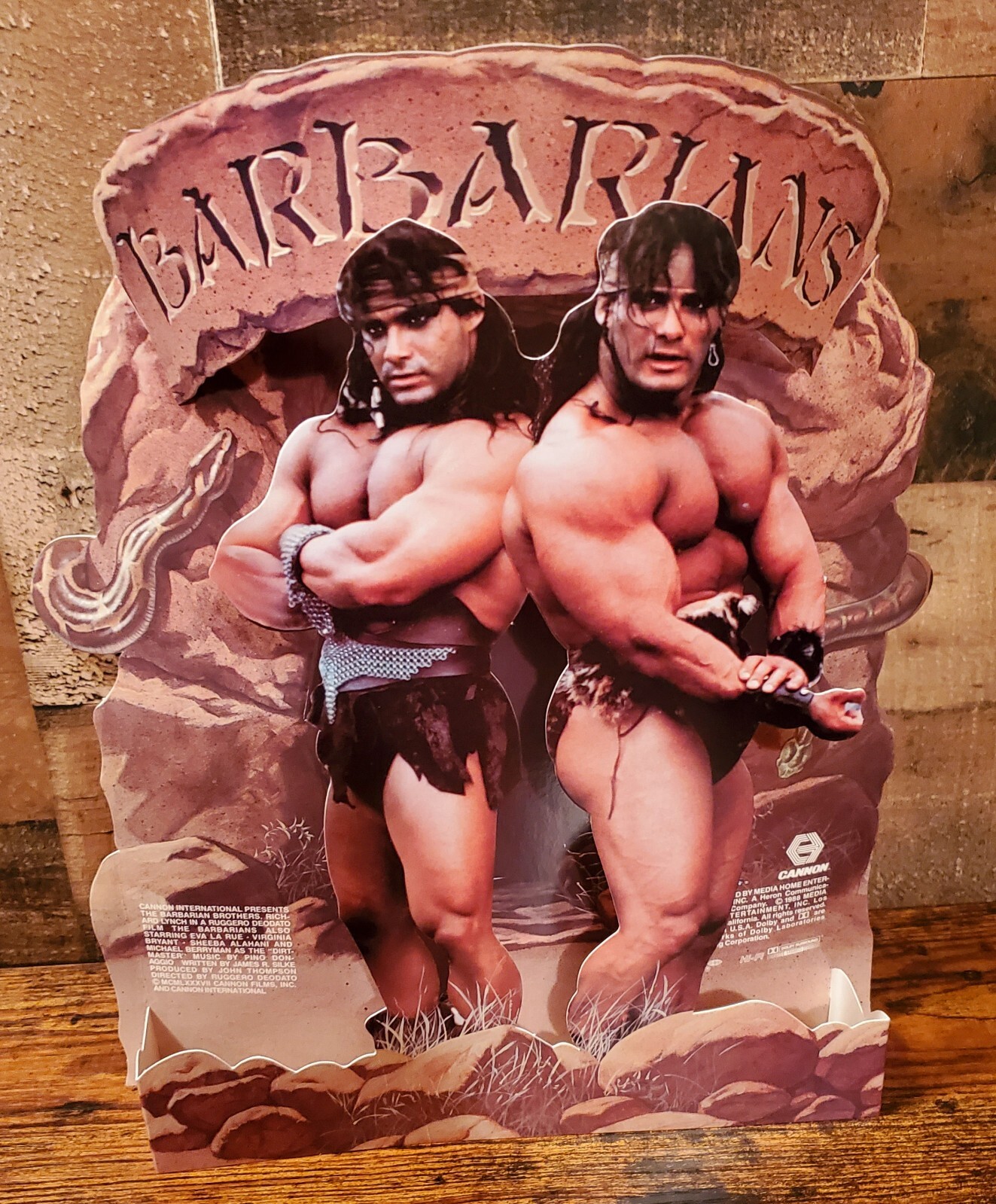 1987 "THE BARBARIANS" Original Paul Brothers VIDEO STORE COUNTER STANDEE DISPLAY