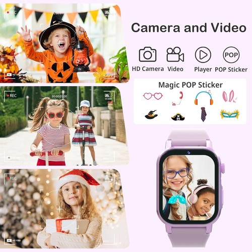 Kids Smart Watch for Girls Age 5-12 with 32 Puzzle Games 12/24 Hr Camera HD Touc - Zdjęcie 4 z 7