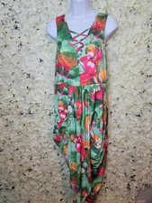 Venus Green and Red Floral Tea Party Stretch Sleeveless Midi Dress