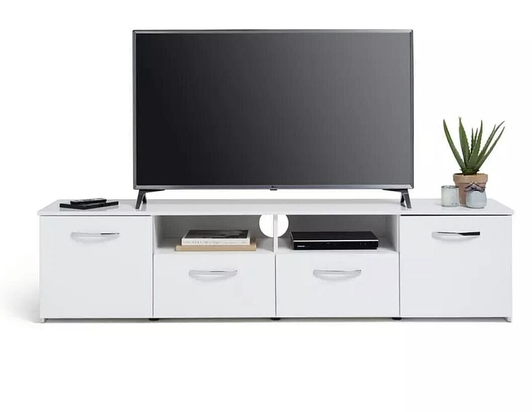 Habitat Hayward 2 Door TV Unit White Gloss. Free Delivery within 20 miles