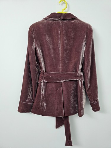 Ted Baker Tansya Taupe Silk Velvet Belted Shawl Collar Jacket Sz XS - Picture 9 of 12