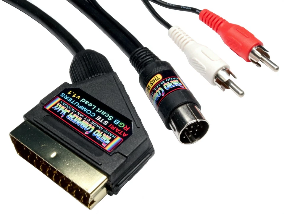 Atari STe hochwertiges vergoldetes RGB Scart Kabel TV Video Kabel STEREO
