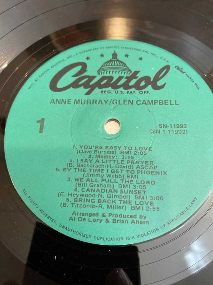 33 rpm vinyl anne murray glenn campbell  - Image 4 of 4