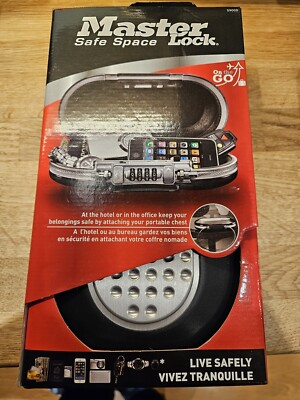 Master Lock Safe Space tragbar klein Schlosskasten 5900D schwarz Chrom Schlüssel Sicherheit 