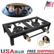 Camping Double Burner Stove  Cast Iron Propane Gas LPG Stove Heating Cooking