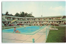 Postcard Mount Madison Motel, Inc. Gorham, N.H. Early Pool & People VTG VPC02.