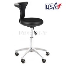 Dental Doctor Assistant Stool Adjustable Height Mobile Chair Black PU Leather