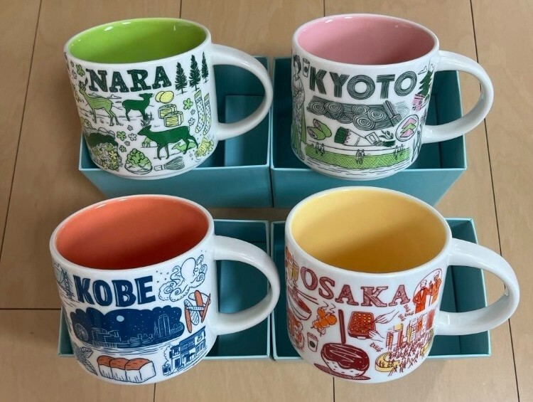 NARA KYOTO OSAKA KOBE Starbucks Mug been there Mug Japan set of 4
