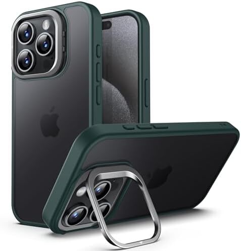 Kickstand Case for iPhone 15 Pro 6.1-Inch, Built-in Adjustable Camera Stand, Mil