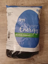 Leggs L'eggs Sheer Energy Control Top Navy Pantyhose, Size Q, 6 Pairs