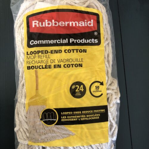 3 New Rubbermaid Commercial Loop Ended Cotton Mop Refill #24 Large - Picture 2 of 3