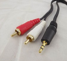 1x 6FT Gold Plated 3.5mm Male Stereo to 2 RCA Phono Male Audio Video Cable Black