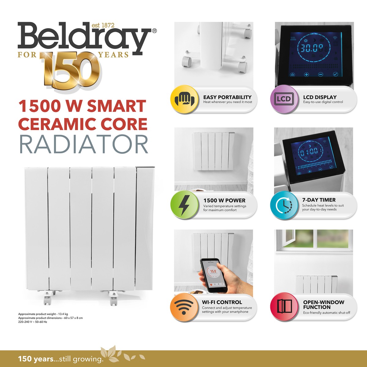 Beldray Smart Radiator Ceramic Core LCD Display Connect from Smartphone  1500 W | eBay