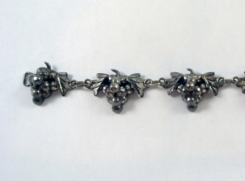 Vtg Hecho Mexico Icurla Bracelet 925 Sterling Silver Grape Vine Cluster 6" Kids - Picture 5 of 9