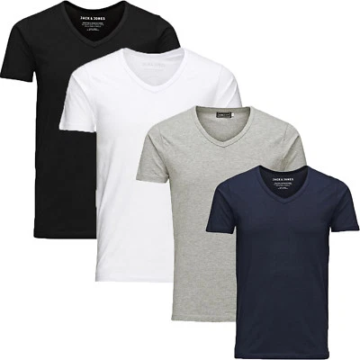 Jack Jones T-Shirt Herren V Neck 3-4er PACK Basic S M L XL XXL Kurzarm T Shirt - Bild 1 von 4