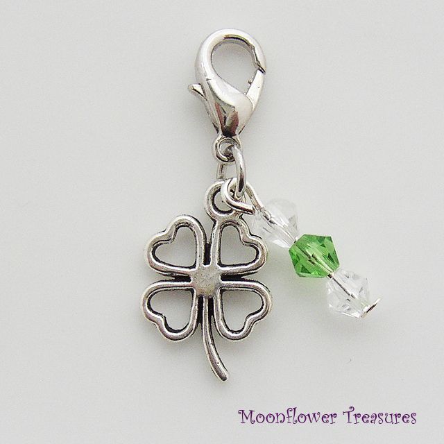 Tibetan Silver Four Leaf Clover St Patricks Day Charm fit Clip on Charm Bracelet Tibetan Silver Four Leaf Clover St Patricks Day Charm fit Clip on Charm Bracelet