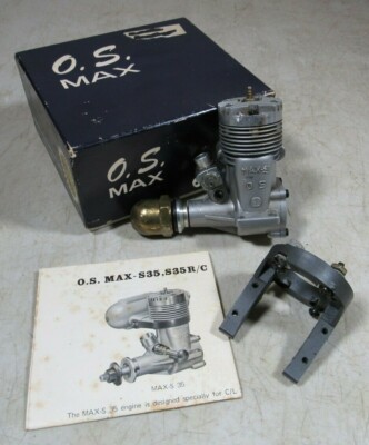 Vintage O.S. Max S.35 R/C Control Line Airplane Engine W/Box & Mount ...