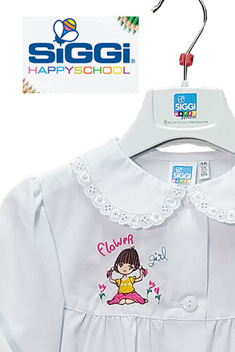 Apron Baby Girl White Embroidered for School Upwards And Elementary Siggi - Picture 5 of 64
