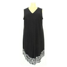 NEW 90 NWT CATHERINES 2X BLACK WHITE ZEBRA TANK LONG DRESS 52 BUST POLY SPANDEX