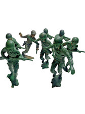 Vintage Marx Green Plastic 5" Soldiers US Army Men Lot Of 8 Very Poor Condition