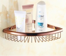Rose Gold Wall Mounted Bathroom Corner Shower Caddy Shelf Storage Basket