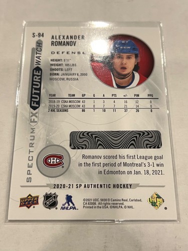 2020-21 SP AUTHENTIC !! Spectrum FX & Spectrum Fx Future Watch! PICK FROM LIST - Picture 143 of 147