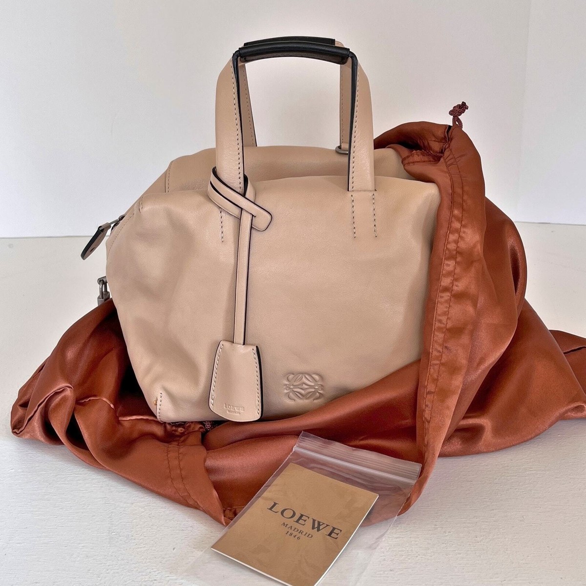 LOEWE Origami Cubo 18 Mink Light Leather Handbag | eBay