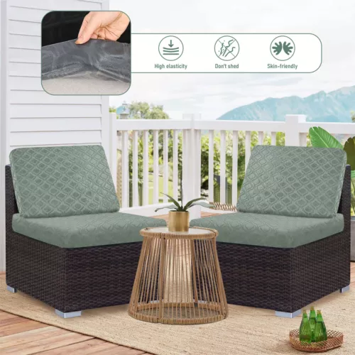 2/4/6PCS Waterproof Patio Stretch Cushion Covers Outdoor Seat Cushions Slipcover - Picture 3 of 38