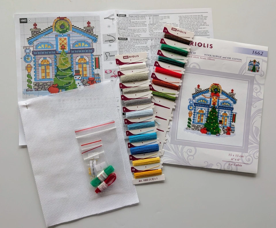 RIOLIS Counted Cross Stitch Kit 1662 Ice Cabin, Christmas Themed House and Tree - Image 2 of 4