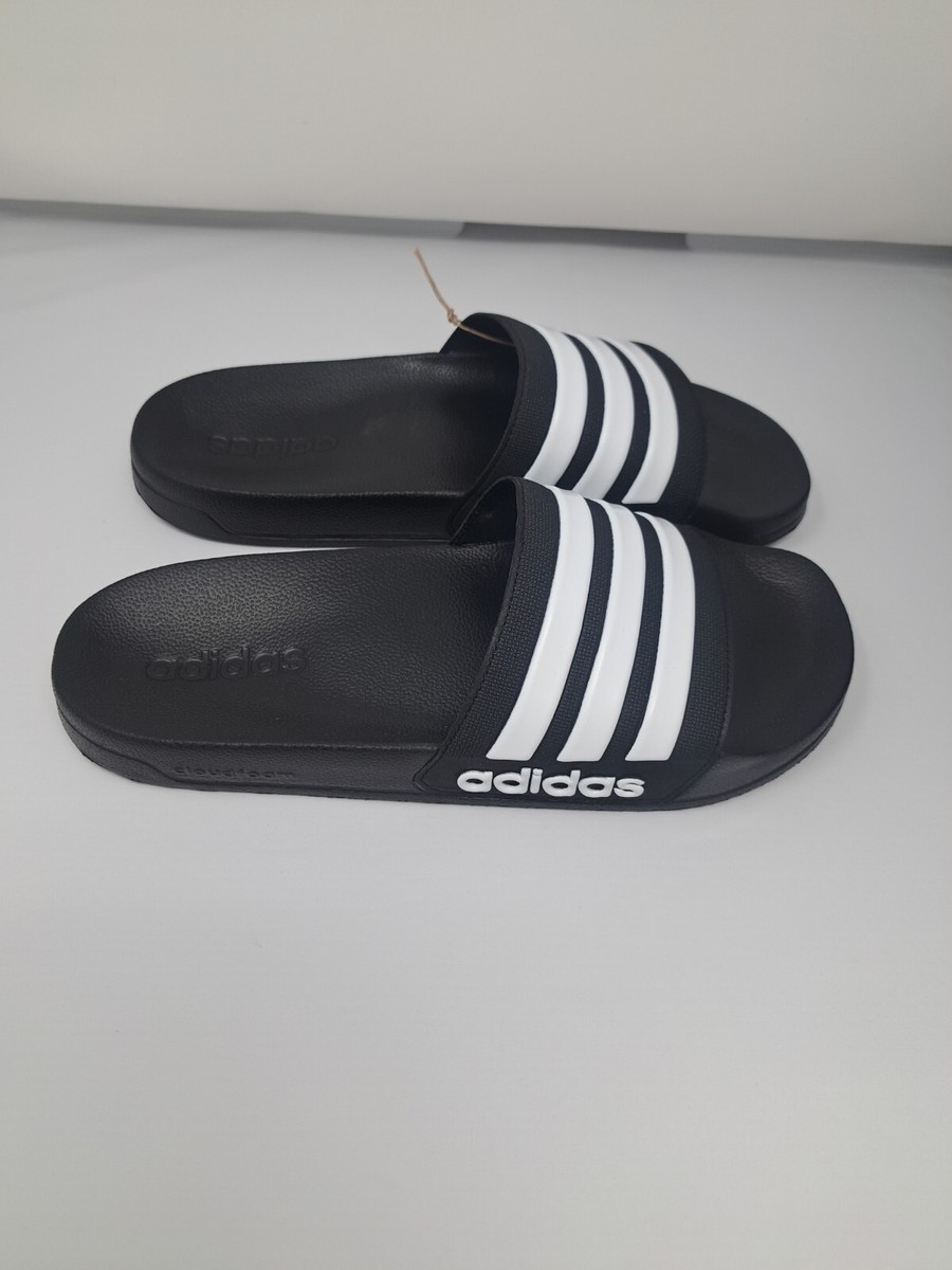 Adidas Size 12 Men\'s Black Cloud Foam Logo Slides Made In Italy Style #GZ5922 adidas Adilette Shower Slides - Black | Unisex Swim main image 2
