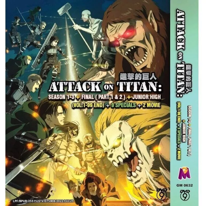 DVD Anime Attack On Titan Season 1+2+3 +6 SP, Lost Girls & Junior High  English