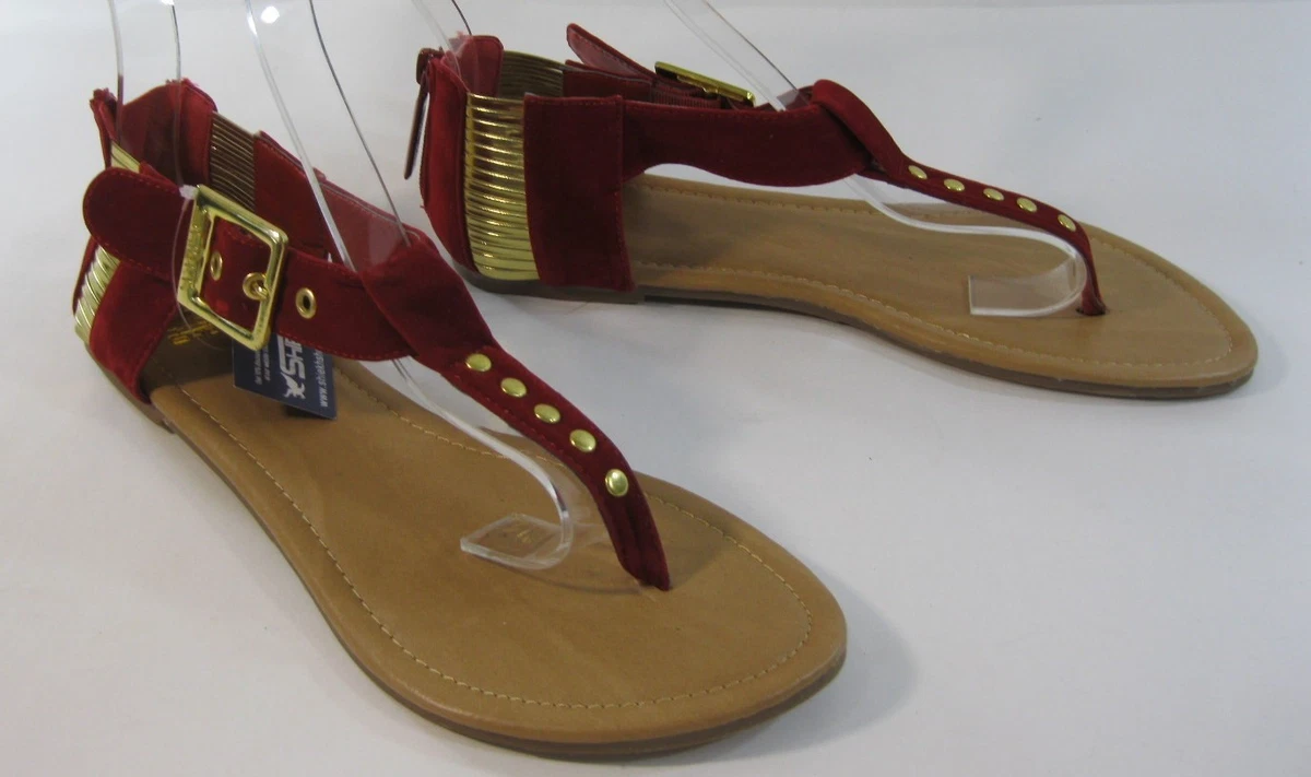 Red and gold gladiator sandals sale