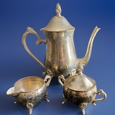 Vtg Coffee Tea Service Set SilverPlated 4pc Ornate Lot Baroque Style 9.5x10&rdquo; 1LB