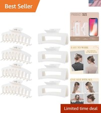 Elegant 8 Pack White Banana Claw Clips - 4.3 Inch Strong Hold for All Hair Types