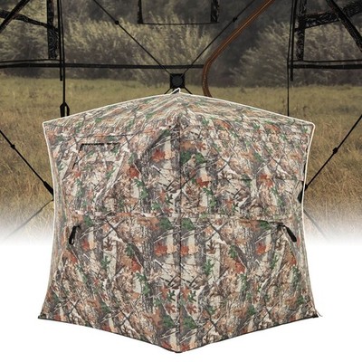 360° One-Way See-Through Hunting Blind w/Full-Open Door Portable Carry Bag