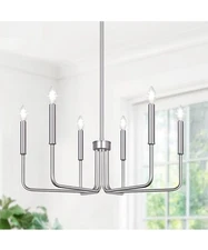6-Light Farmhouse 6-Light - Brushed Nickel (No assembly light fixture)