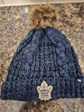 TORONTO MAPLE LEAFS NHL BOBBLE HAT WOOL GENUINE FROM CANADA RARE USED