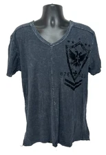 Affliction Raw State T-Shirt Seek and Destroy Double Sided MMA Grunge Shirt Sz L