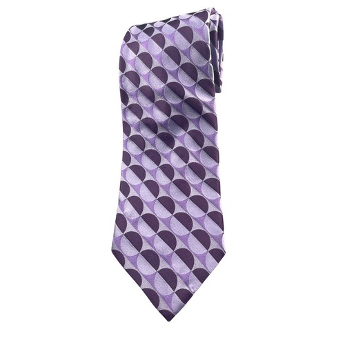 Bachrach Silk Tie Made in Italy Purple Patterned Geometric Men's Necktie