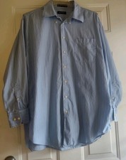 Men's Nautica Casual Striped Shirt Blue Sz 16 1/2 Chest 48"