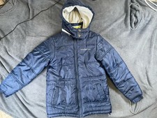 Calvin Klein Jacket Boys Large 14-16 Navy Puffer Lined Removable Hoodie