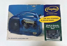 Freeplay SELF POWERED  SOLAR RADIO AM/FM Wind Crank Up Transparent Blue NEW
