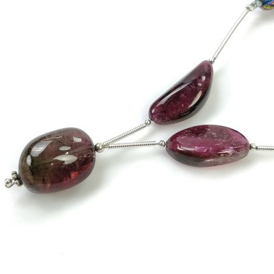 47.50ct Natural Rubellite Tourmaline Plain Fancy Loose Beads 19*12mm - 17*13.5mm
