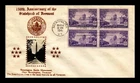 US COVER VERMONT STATEHOOD FDC SCOTT 903 BLOCK OF 4 CROSBY PHOTO CACHET