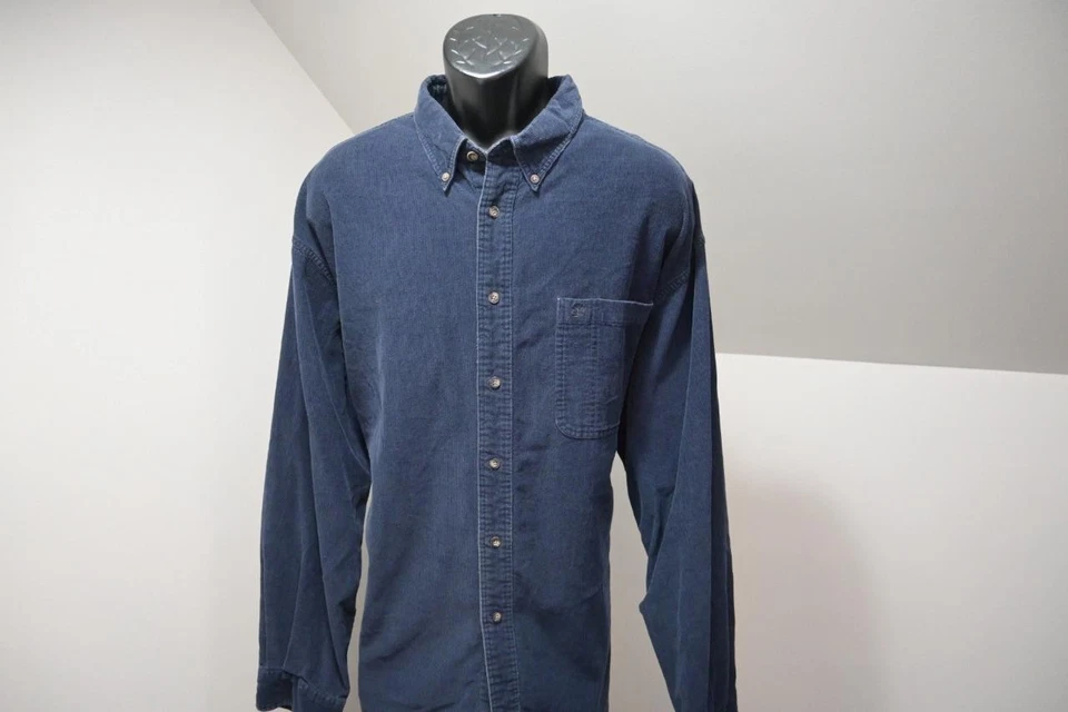 Timberland Corduroy Button Up Shirt Dark Blue Rugged Long Sleeve Mens Size 2XL - Image 3 of 4