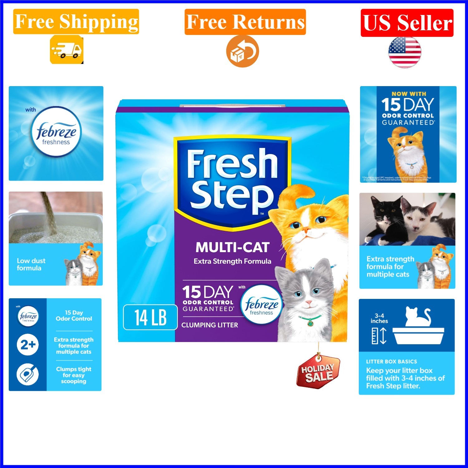 14 lb Multi-Cat Clumping Cat Litter with Odor Control & Febreze