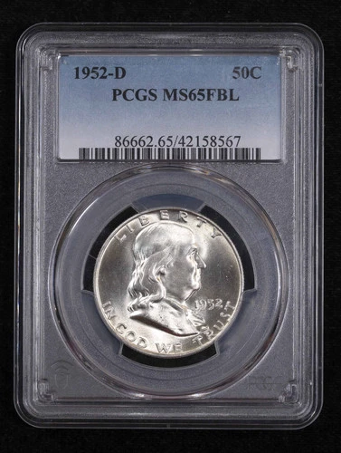 1952 D Half Dollars Franklin PCGS MS-65 FBL